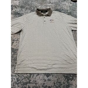 Vintage 2001 Walker Cup Golf Polo Mens XL Sea Island Georgia Striped Tan Cream